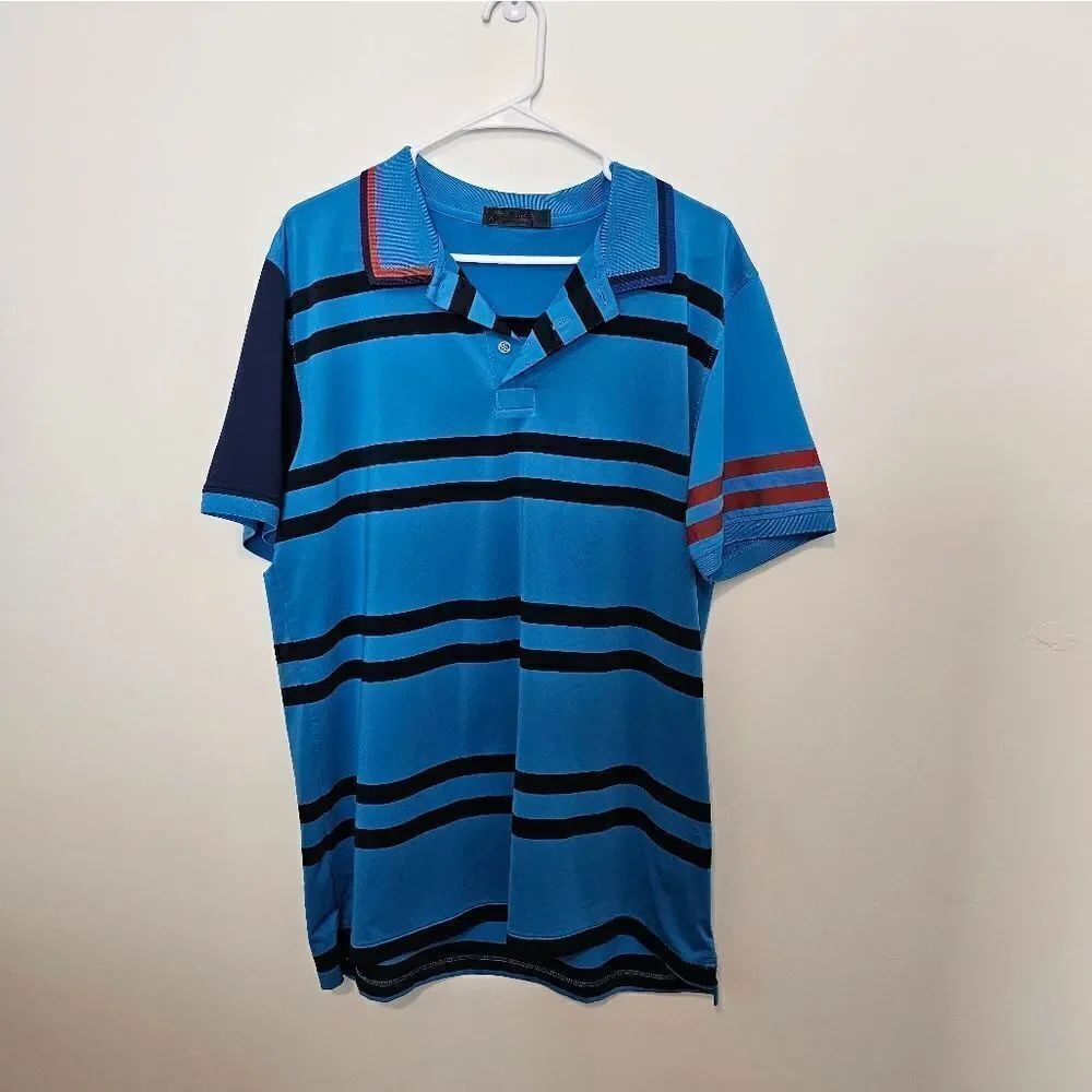 G Fore Mens Blue Striped Polo Size XL